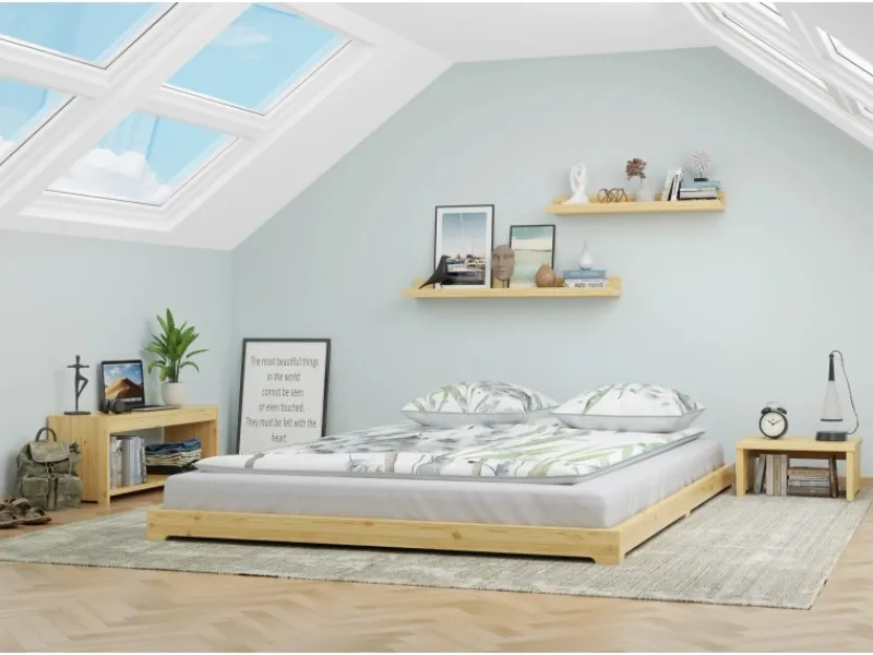 Erst-Holz Betten^Futonbett Massivholz Extra Niedrig Kiefer Massivholz 140 x 200 Modell 47 ohne Zubehör