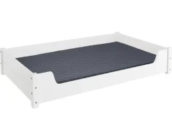 Erst-Holz Hundesofa XXL für Dogge Bernhardiner Tierbett 120 x 70 cm Kiefer Weiß mit Rollrost. Polster und Matratze