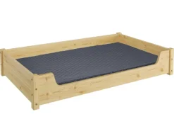 Erst-Holz Hundebedarf^Kuscheliges Haustierbett Extra Groß 120 x 70 cm Kiefer Natur Rollrost und Matratze inkl.
