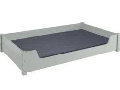 Erst-Holz Hundebedarf^Kuscheliges Haustierbett Extra Groß 120 x 70 cm Kiefer Grau Rollrost und Matratze inkl.