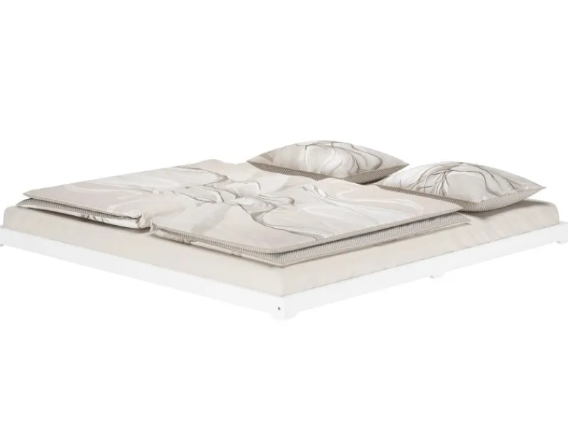 Erst-Holz Betten^Weißes Niederflurbett Futonbett Kieferholzbett 180 x 200 Modell 47 ohne Zubehör