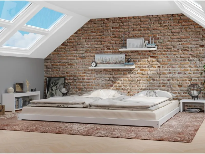 Erst-Holz Betten^Weißes Niederflurbett Futonbett Kieferholzbett 180 x 200 Modell 47 ohne Zubehör