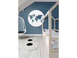 ESTAhome Selbstklebende Runde Tapete Weltkarte Blau Ø 140 cm 159008