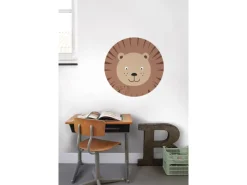 ESTAhome Selbstklebende Runde Tapete Tierköpfe Braun und Beige Ø 70 cm 158975