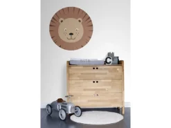 ESTAhome Selbstklebende Runde Tapete Tierköpfe Braun und Beige Ø 70 cm 158975