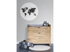 ESTAhome Selbstklebende Runde Tapete Weltkarte Schwarz-Weiß Ø 70 cm 158985