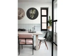 ESTAhome Wandtattoos^Selbstklebende Runde Tapete Blüte Hellrosa und Schwarz Ø 70 cm 158992