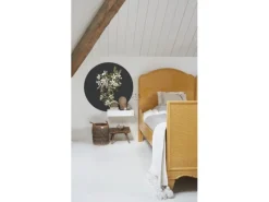 ESTAhome Wandtattoos^Selbstklebende Runde Tapete Blüte Hellrosa und Schwarz Ø 70 cm 158992