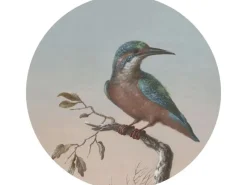 ESTAhome Wandtattoos^Selbstklebende Runde Tapete Eisvogel Auf Zweig Abendrot Ø 140 cm 159017