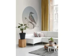 ESTAhome Wandtattoos^Selbstklebende Runde Tapete Eisvogel Auf Zweig Abendrot Ø 140 cm 159017