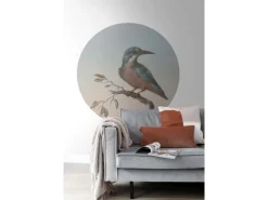 ESTAhome Wandtattoos^Selbstklebende Runde Tapete Eisvogel Auf Zweig Abendrot Ø 140 cm 159017