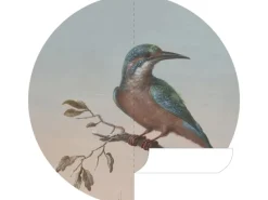 ESTAhome Wandtattoos^Selbstklebende Runde Tapete Eisvogel Auf Zweig Abendrot Ø 140 cm 159017