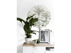 ESTAhome Selbstklebende Runde Tapete Palmen Hellbeige und Graugrün Ø 70 cm 158983