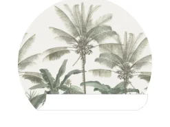 ESTAhome Selbstklebende Runde Tapete Palmen Hellbeige und Graugrün Ø 70 cm 158983