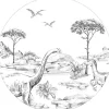 ESTAhome Wandtattoos^Selbstklebende Runde Tapete Dinosaurier Schwarz-Weiß Ø 70 cm 159073