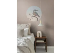 ESTAhome Wandtattoos^Selbstklebende Runde Tapete Eisvogel Auf Zweig Abendrot Ø 70 cm 158993