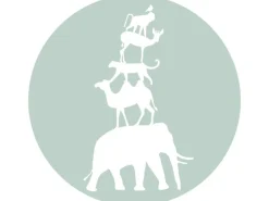 ESTAhome Selbstklebende Runde Tapete Gestapelte Tiere Mintgrün Ø 70 cm 158977