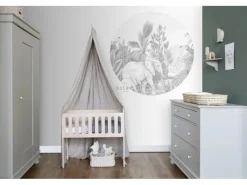 ESTAhome Selbstklebende Runde Tapete Dschungelmuster Grau Ø 140 cm 159086