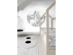 ESTAhome Selbstklebende Runde Tapete Dschungelmuster Grau Ø 140 cm 159086