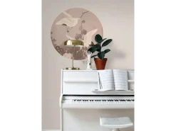ESTAhome Wandtattoos^Selbstklebende Runde Tapete Kraniche Graurosa Ø 70 cm 158995