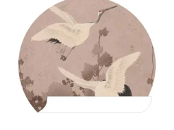 ESTAhome Wandtattoos^Selbstklebende Runde Tapete Kraniche Graurosa Ø 70 cm 158995