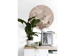 ESTAhome Wandtattoos^Selbstklebende Runde Tapete Kraniche Graurosa Ø 70 cm 158995