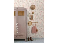 ESTAhome Tapetenmuster^Tapete Blätter und Blumen und Orange 50 x 900 cm