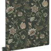 ESTAhome Dekorative Tapeten^Tapete Blumenmuster Schwarz und Grün 0.53 x 10.05 m 139417
