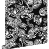ESTAhome Tapetenmuster^Tapete Funky Blumen Und Paisleys Schwarz Und Weiß 53 Cm X 1005 Cm 136844