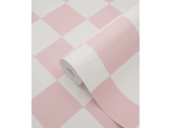 ESTAhome Dekorative Tapeten^Tapete Karomuster Rosa und Weiß 50 x 900 cm 139998