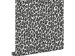 ESTAhome Tapetenmuster^Tapete Panter Schwarz und Weiß 53 cm x 10,05 m 136810
