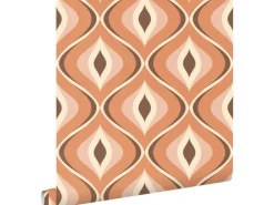 ESTAhome Dekorative Tapeten^Tapete Retro-Ornamente Orange und Braun 50 x 900 cm 130986
