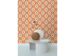 ESTAhome Dekorative Tapeten^Tapete Retro-Ornamente Orange und Braun 50 x 900 cm 130986