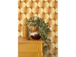 ESTAhome Tapetenmuster^Tapete Retro-Ornamente Orange und Braun 50 x 900 cm