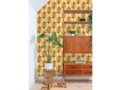 ESTAhome Tapetenmuster^Tapete Retro-Ornamente Orange und Braun 50 x 900 cm