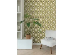 ESTAhome Tapete Retro-Ornamente Graugrün 50 x 900 cm 130987