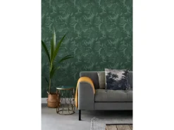 ESTAhome Dekorative Tapeten^Tapete Tropische Blätter Emeraldgrün 0,53 x 10,05 m 138991