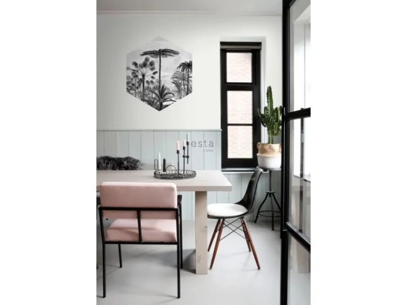 ESTAhome Wandtattoos^Wandtattoo Tropische Landschaft Mit Palmen Schwarz-Weiß 70 x 81 cm 159000