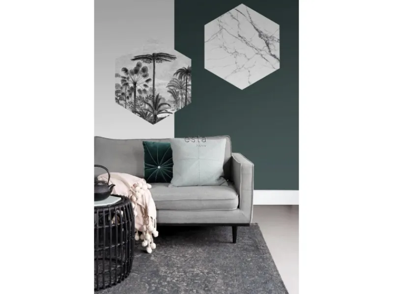 ESTAhome Wandtattoos^Wandtattoo Tropische Landschaft Mit Palmen Schwarz-Weiß 70 x 81 cm 159000