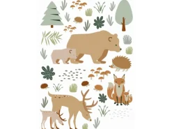 ESTAhome Wandtattoo Wald Mit Waldtieren Beige und Mintgrün 47,5 cm x 66 cm 156104