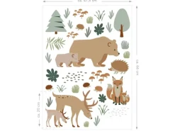 ESTAhome Wandtattoo Wald Mit Waldtieren Beige und Mintgrün 47,5 cm x 66 cm 156104