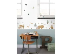 ESTAhome Wandtattoo Wald Mit Waldtieren Beige und Mintgrün 47,5 cm x 66 cm 156104