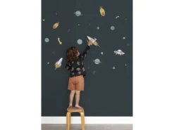 ESTAhome Wandtattoo Weltraum Blau Grau und Gelb 47,5 cm x 66 cm 156109