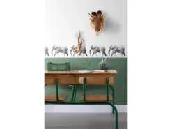 ESTAhome Xxl-Tapetenbordüre Elefant Schwarz und Weiß 400 cm x 23,25 cm 158710