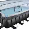 Exit Toys Leitern^Exit Black Leather Pool Schwarz 400 x 200 x 122 cm m. Sandfilterpumpe, Abdeckung