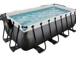 Exit Toys Leitern^Exit Black Leather Pool Schwarz 400 x 200 x 122 cm m. Sandfilterpumpe, Abdeckung