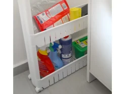 eyepower Flaschenregale^4er Nischenwagen mit Regalen und Rollen 12,5 cm Weiß