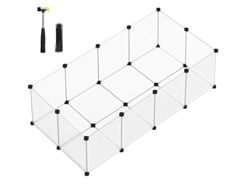 Kleintierbedarf^Feandrea Freigehege mit Bodenplatten 143 cm x 73 cm x 46 cm Weiß