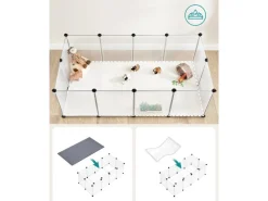 Kleintierbedarf^Feandrea Freigehege mit Bodenplatten 143 cm x 73 cm x 46 cm Weiß