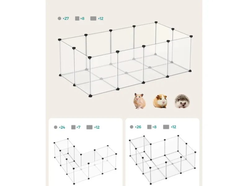 Kleintierbedarf^Feandrea Freigehege mit Bodenplatten 143 cm x 73 cm x 46 cm Weiß